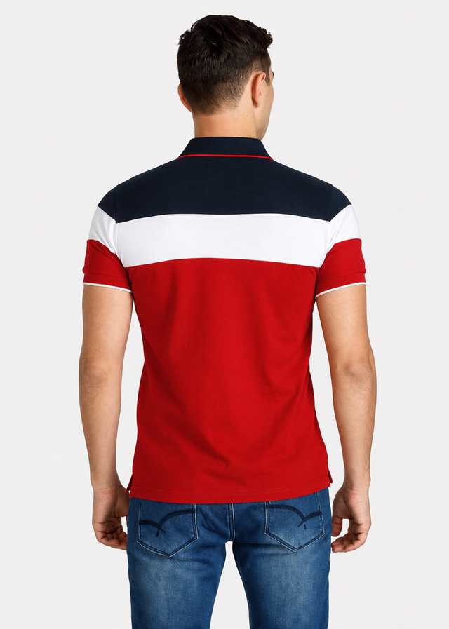 Men's Colorblock Cotton Polo Shirt Casual Summer Short Sleeve
