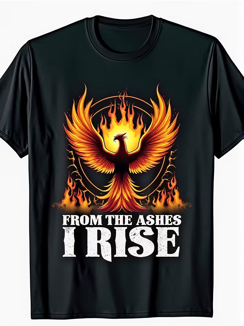 Fiery Phoenix Graphic Crew Neck T-Shirt