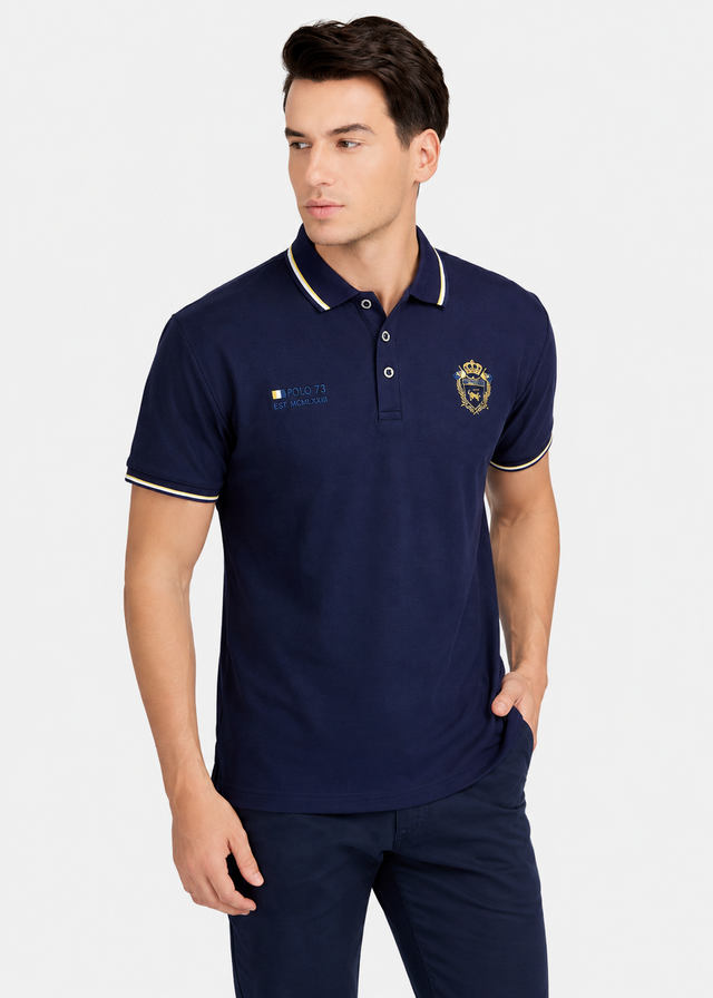 Men's Casual Logo Polo Shirt Short Sleeve Regular Fit Top