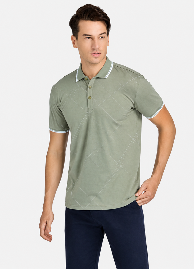 Men's Casual Striped Polo Shirt Short Sleeve Regular Fit