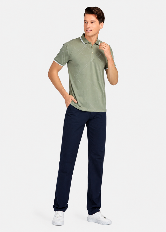 Men's Casual Striped Polo Shirt  Short Sleeve Regular Fit
