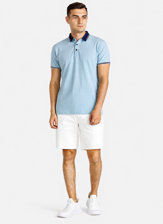 Men's Contrast Cotton Polo Shirt  Casual Slim Fit Summer Top