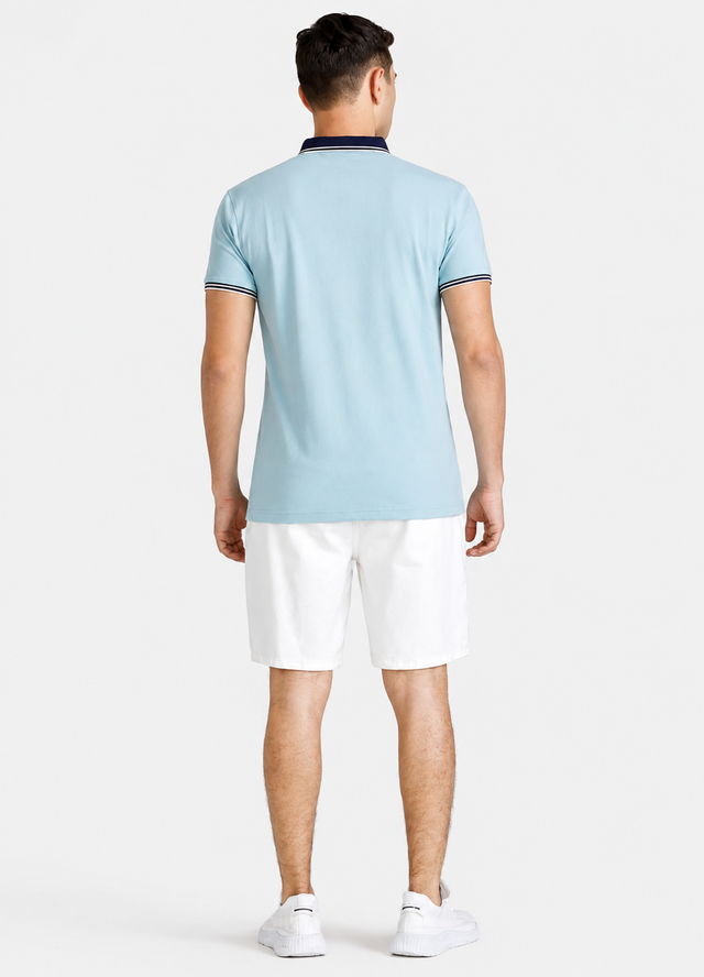 Men's Contrast Cotton Polo Shirt  Casual Slim Fit Summer Top