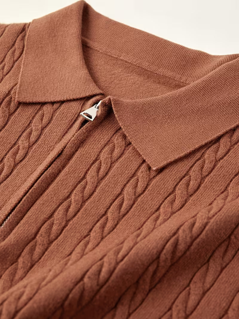 Men's Ribbed Knit Golf Polo Shirt