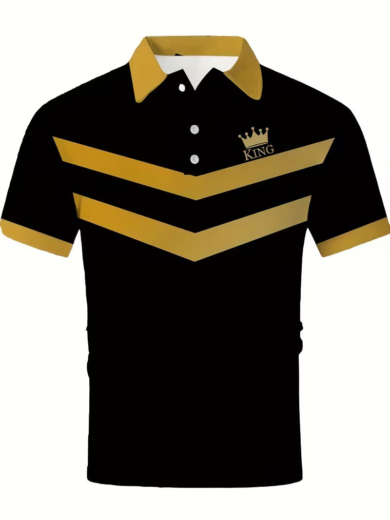 Men's Striped Crown Polo T-Shirt