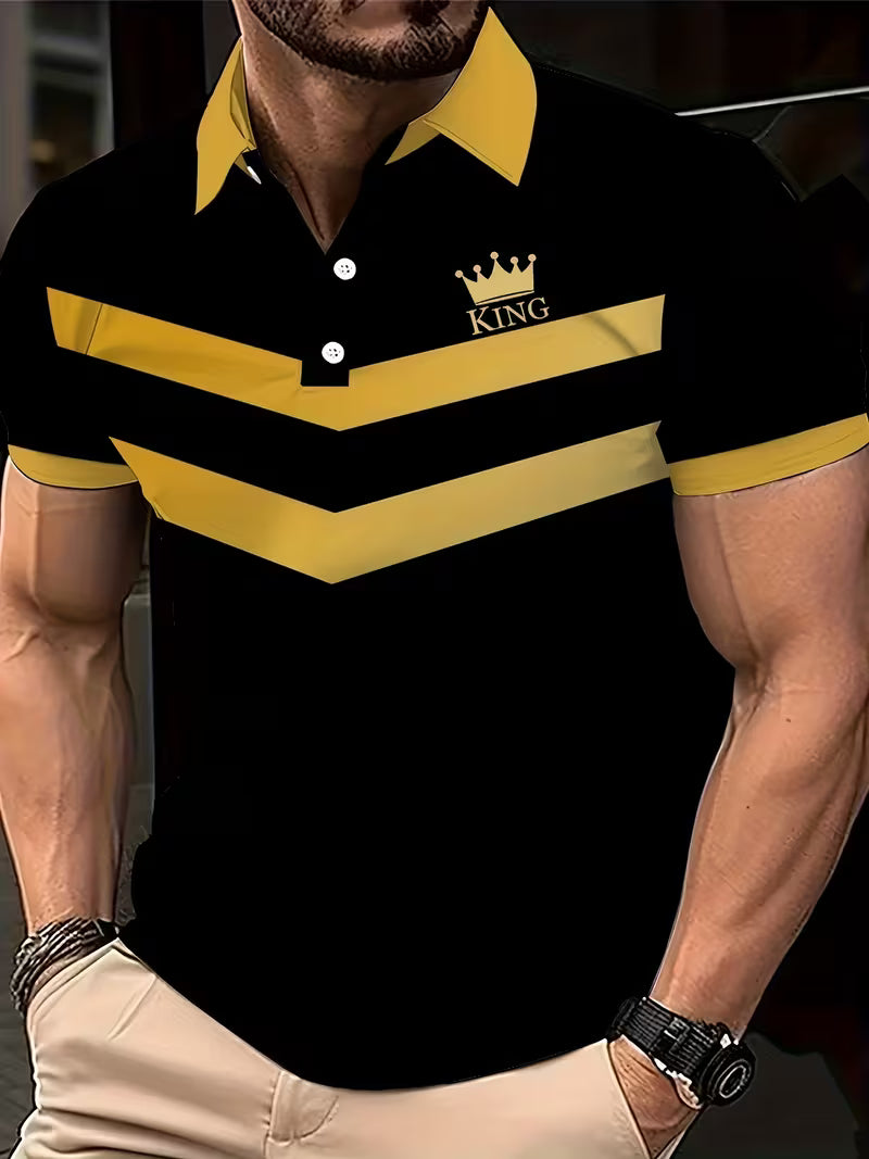 Men's Striped Crown Polo T-Shirt