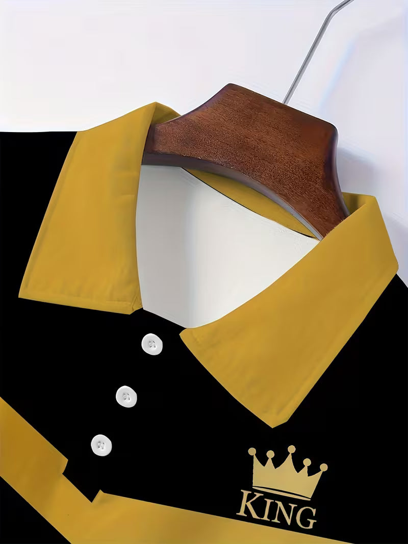 Men's Striped Crown Polo T-Shirt