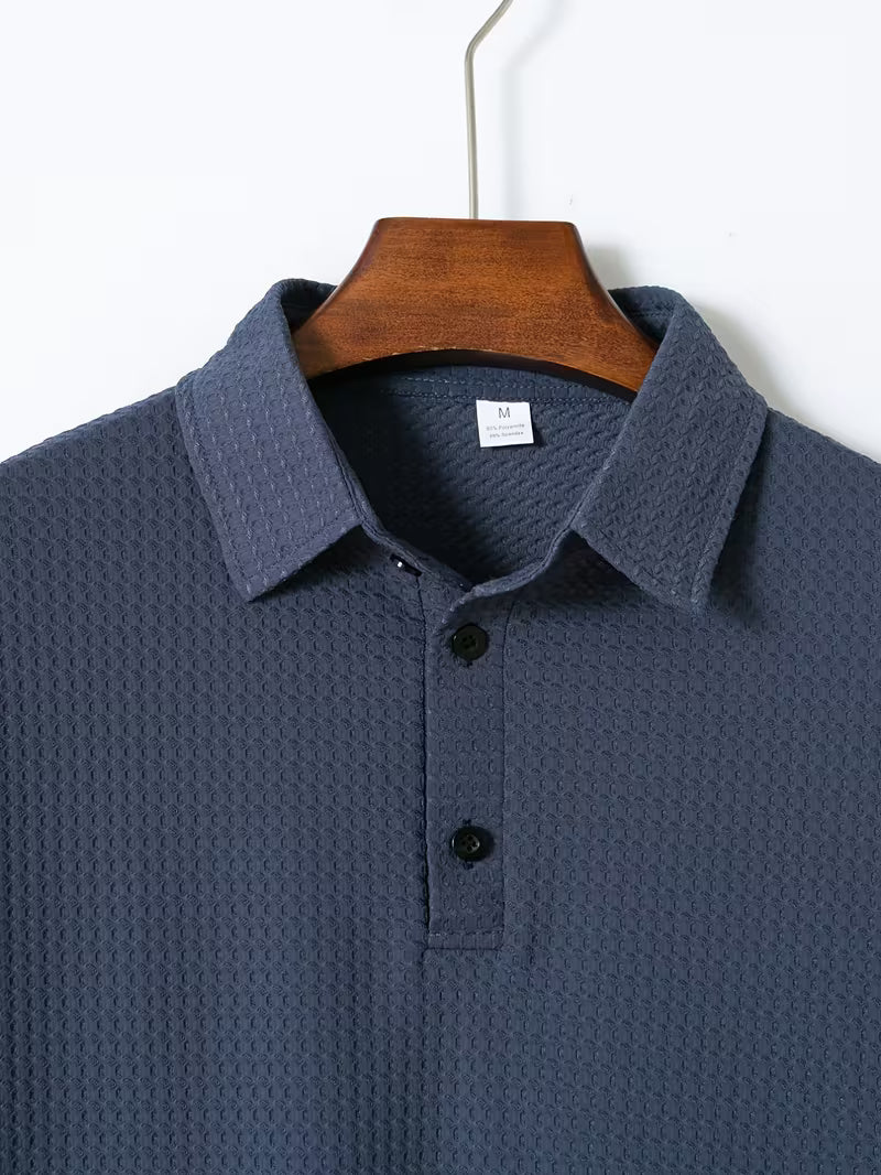 Men's Waffle Knit Breathable Polo Shirt