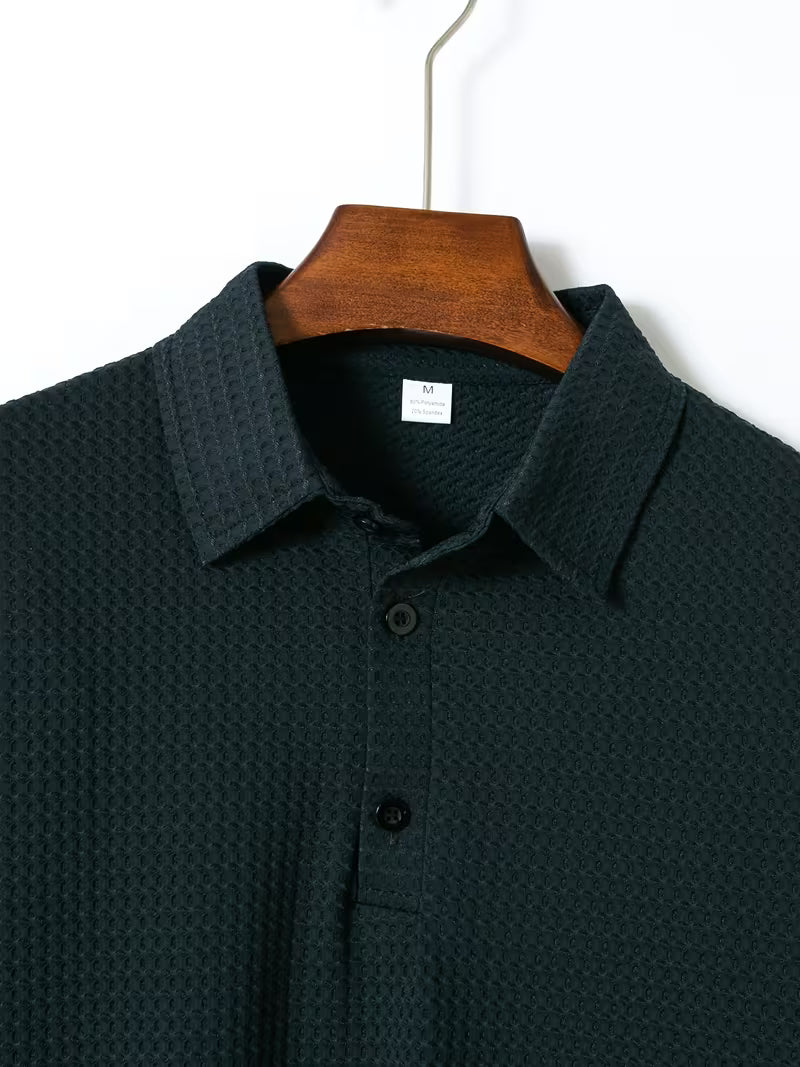 Men's Waffle Knit Breathable Polo Shirt