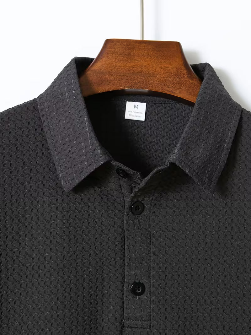 Men's Waffle Knit Breathable Polo Shirt