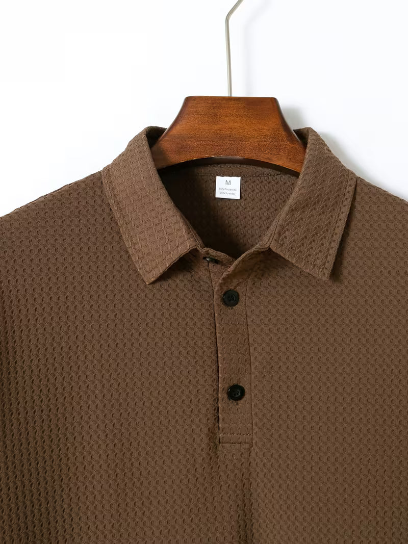 Men's Waffle Knit Breathable Polo Shirt