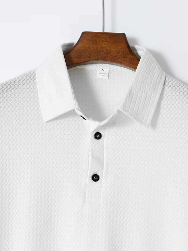 Men's Waffle Knit Breathable Polo Shirt