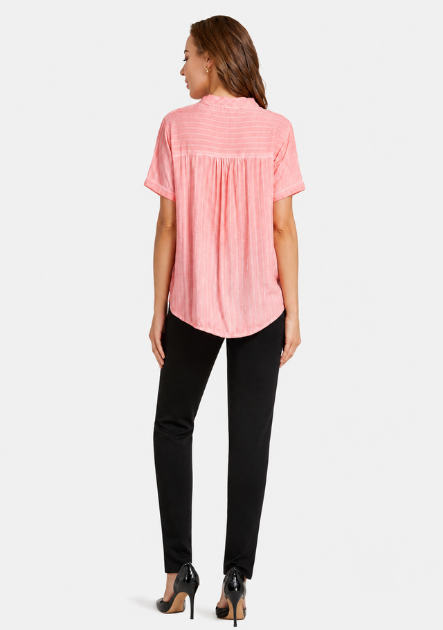 Women's Casual Notched Collar Button Front Short Sleeve Top